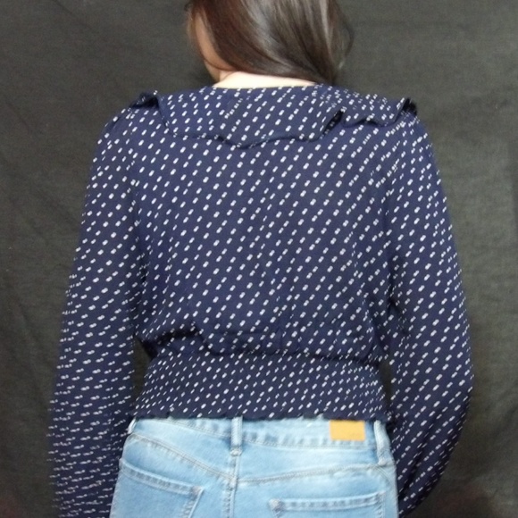 Navy Blue Polka Dot Top - Picture 2 of 2